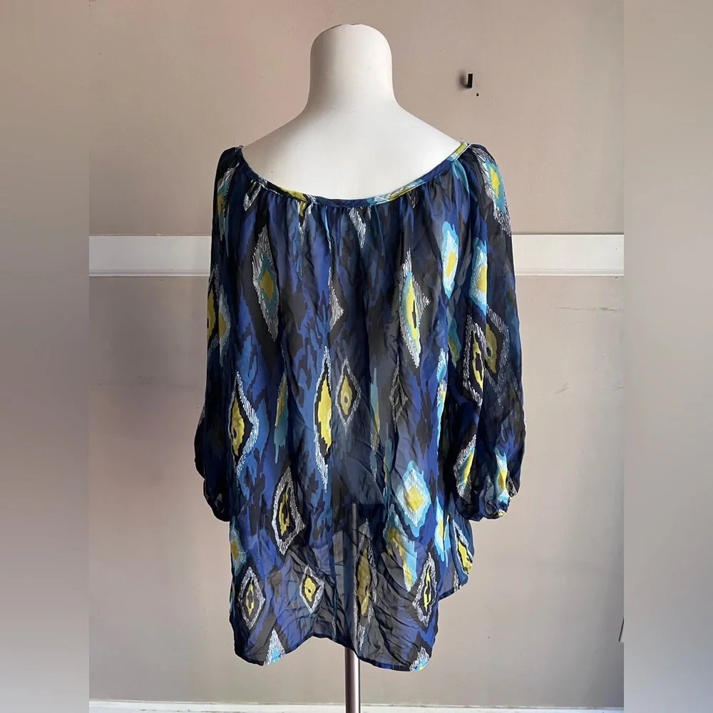 West Kei Blue and Yellow Patterned Blouse - Picture 3 of 5